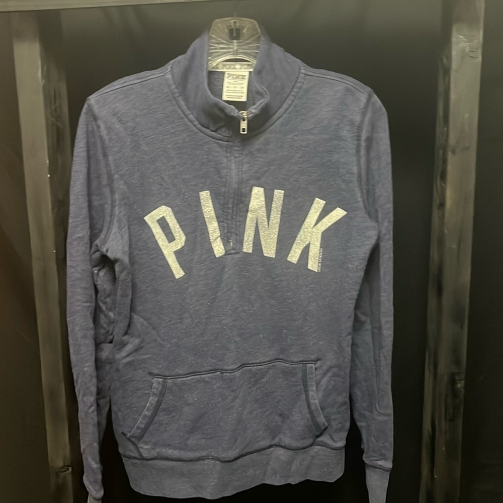 PINK- West Virginia Unversity half zip cotton pullover